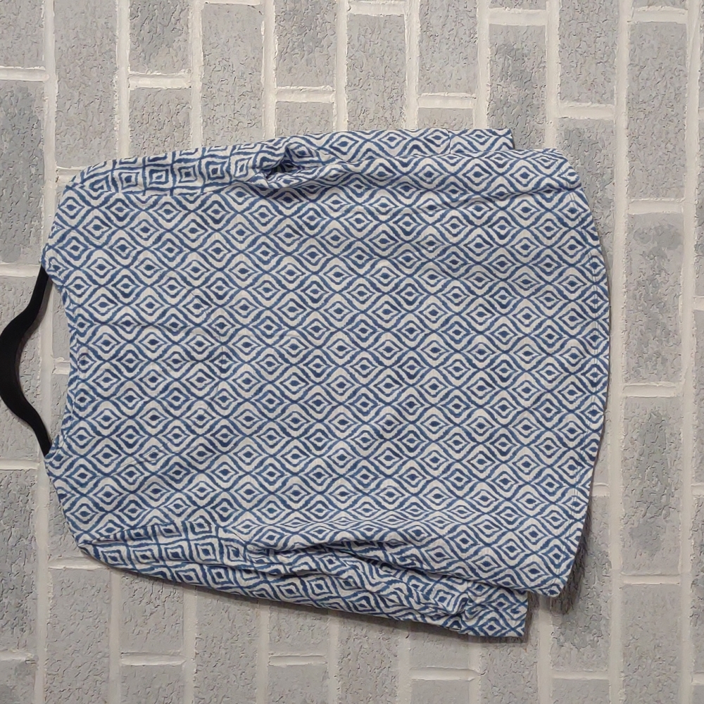 Chico's Women's White and Blue Diamond Patterned Blouse Size (1) Medium - Picture 2 of 14